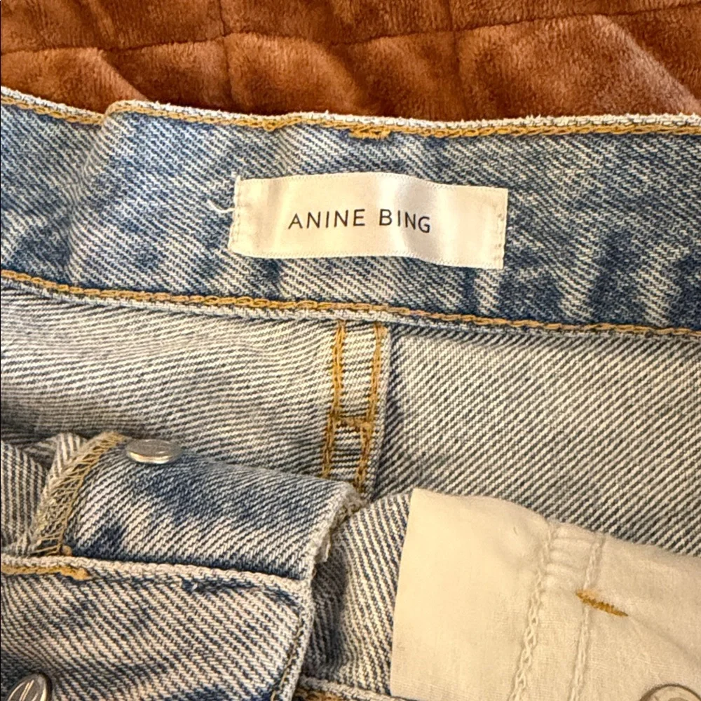 Anine Bing Light Blue Jean Shorts with Frayed Hem - Picture 7 of 7